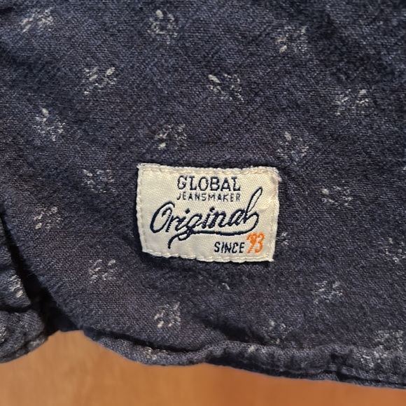 Band Collar Button Up (Navy) - Picture 3 of 4